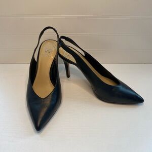 Vince Camuto Black Leather Slingback Heels -7M